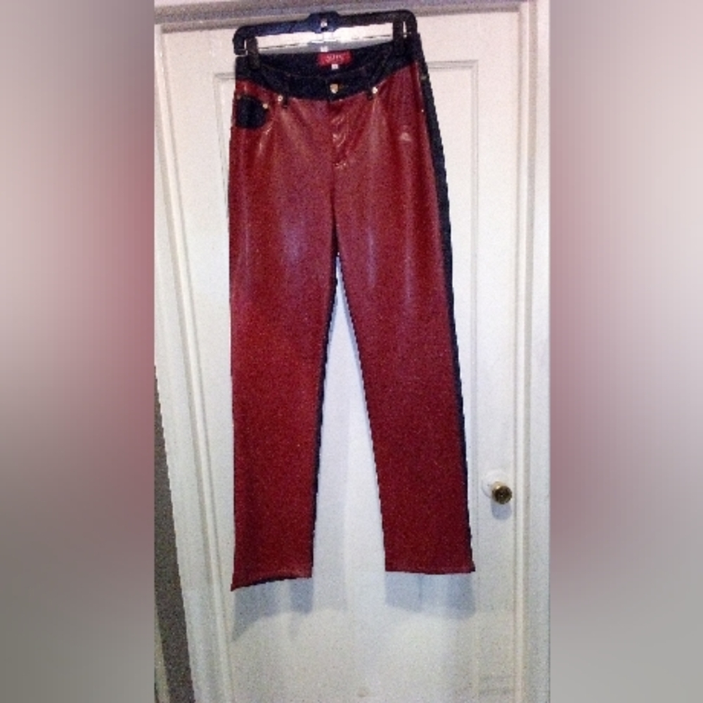 "ALLEN BY ABS FAUX LEATHER/ DENIM COTTON JEANS